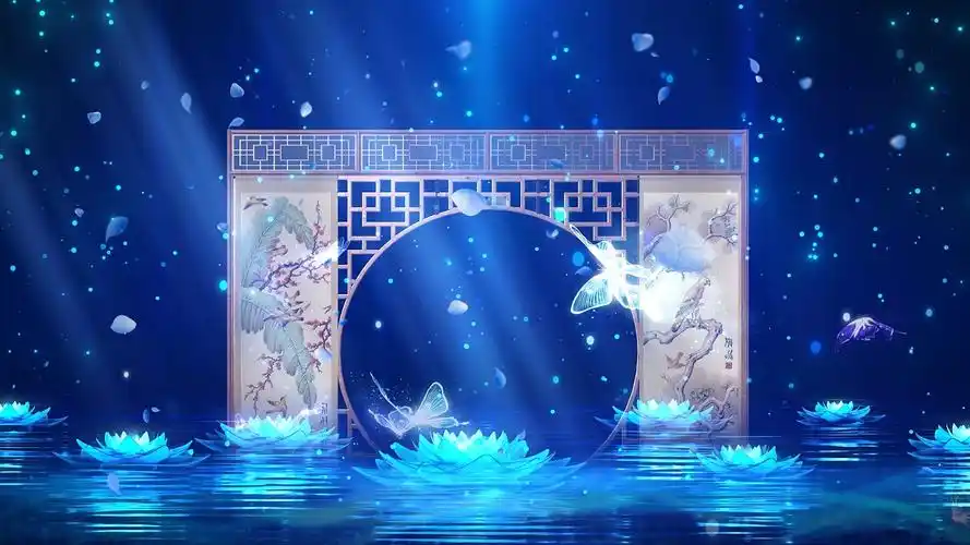 4k蓝色粒子唯美古典舞蹈背景视频古风舞蹈背景