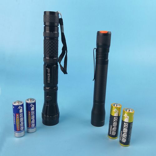 家用学生住宿小手电筒普通5号电池#五号干电池一档铝合金外壳前开