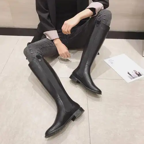 2020新款秋冬不过膝长靴加绒高筒女鞋 货号