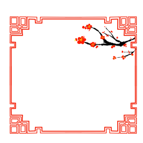 中国风红色梅花边框图片