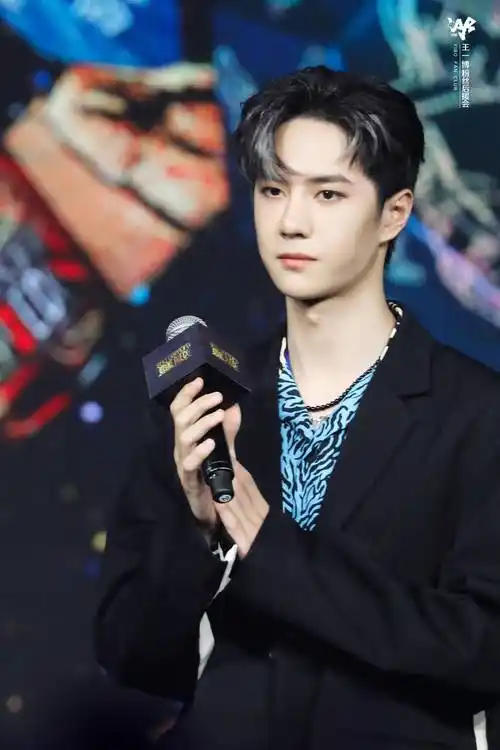 原创王一博最新写真集铆钉水洗牛仔衣配黑色衬衫胸口别朵大红花