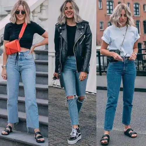 蓝色"牛仔裤"最经典好穿!不同上衣搭配,穿出多种时尚look