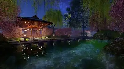 动态古风庭院桃泉峡动态唯美古风庭院动态治愈夜晚山林小镇