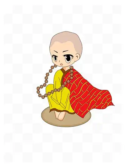 原创全身手绘q版唐僧png格式