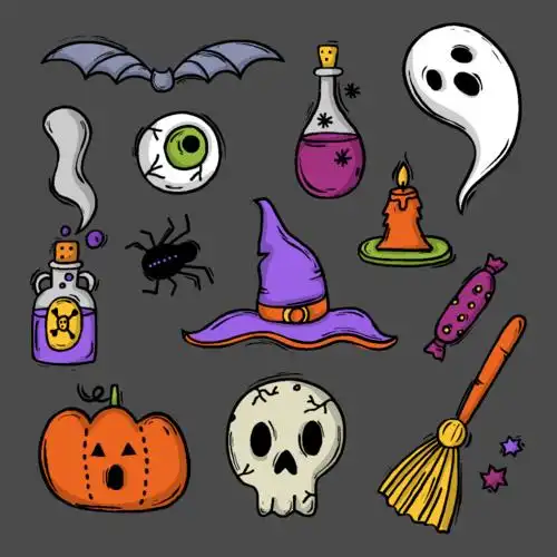 手绘风格万圣节元素矢量素材aiepspng
