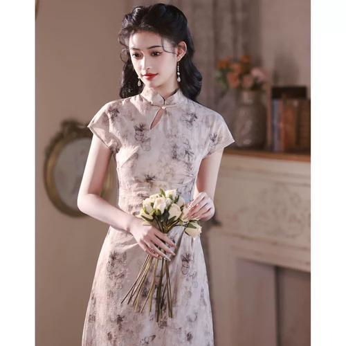 风情万种民国气质优雅旗袍女新款2024改良老上海复古高贵年轻短袖
