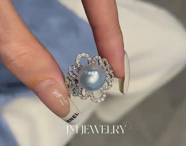 复古宫廷风豪华款女王澳白珍珠戒指