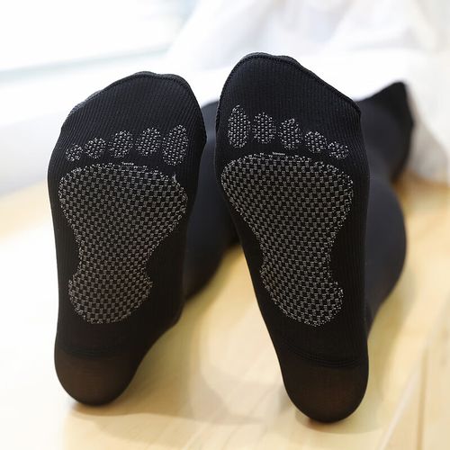 春秋夏季薄款儿童防滑底白色舞蹈袜外穿女宝宝打底袜裤 黑色(1条装) m