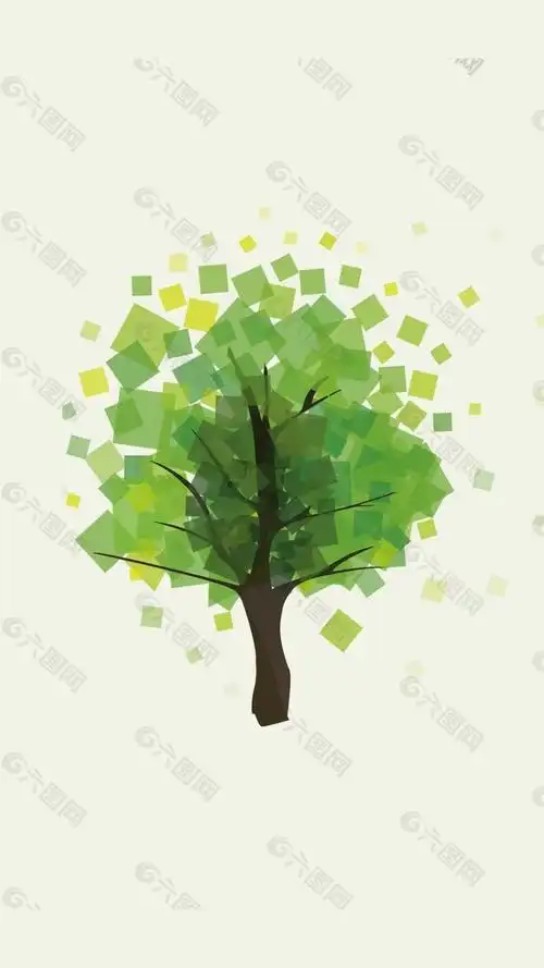 手绘抽象绿色树h5背景素材