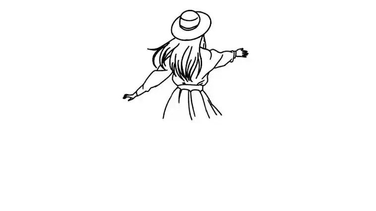 女生全身背影简笔画怎么画