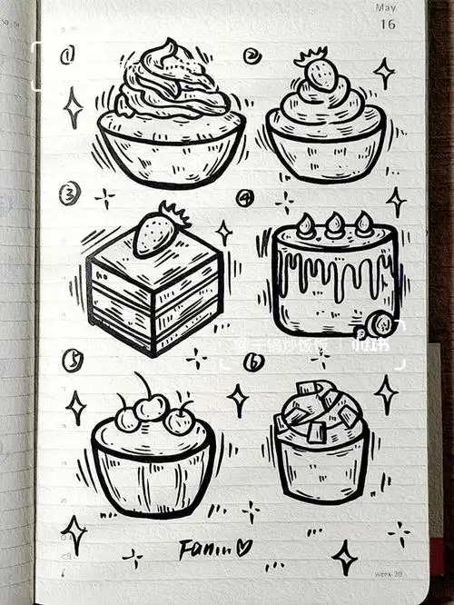 今日简笔画77甜品78美食主题第八弹75