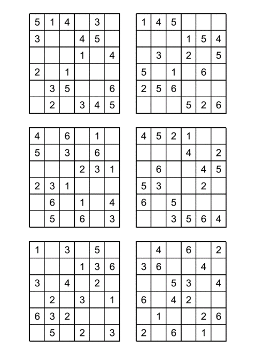 六宫格幼儿数独游戏54题.pdf