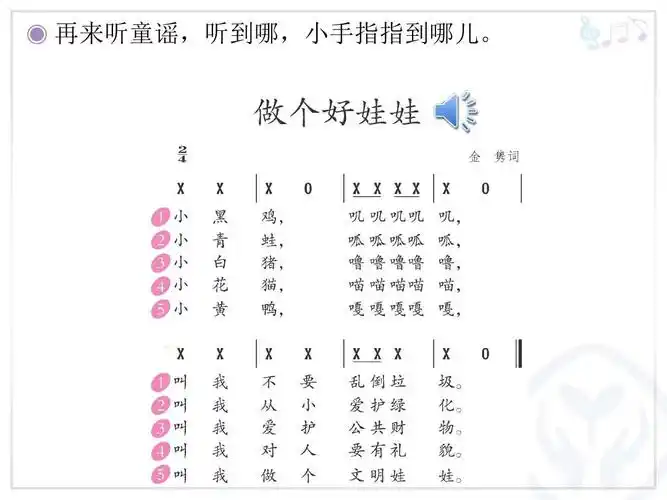 新人教版音乐一年级下册第一单元:做个好娃娃(简谱)ppt
