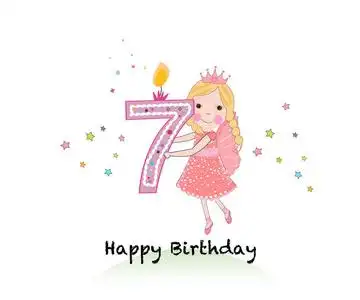 童话贺卡快乐的七岁生日蜡烛.