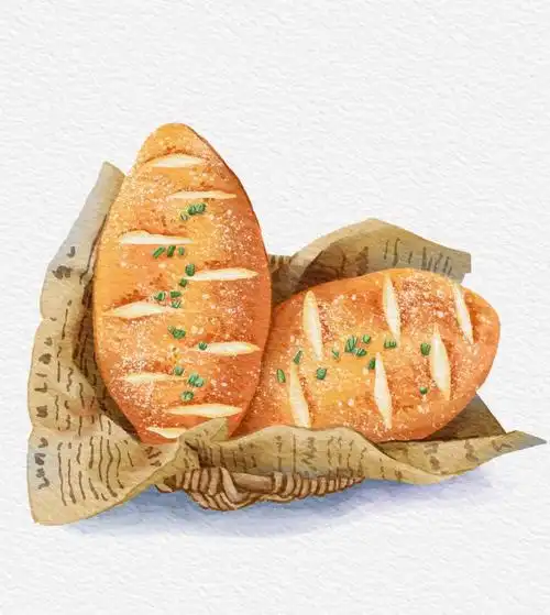 板绘水彩||面包92(含绘画过程图片)