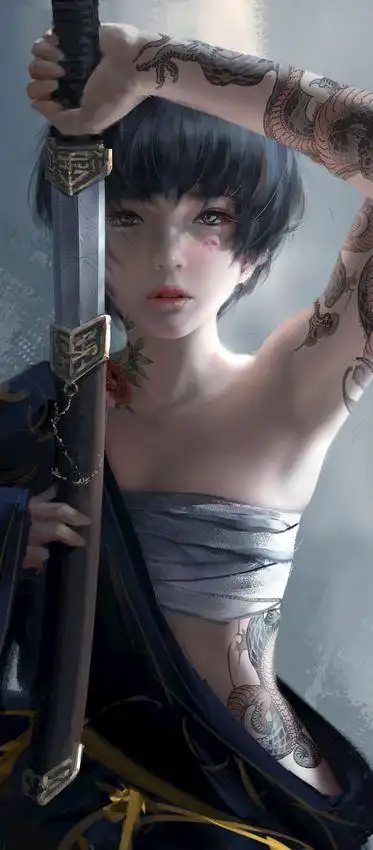 8k手机竖屏分辨率1080x2460鬼刀小绿wlop插画8壁纸