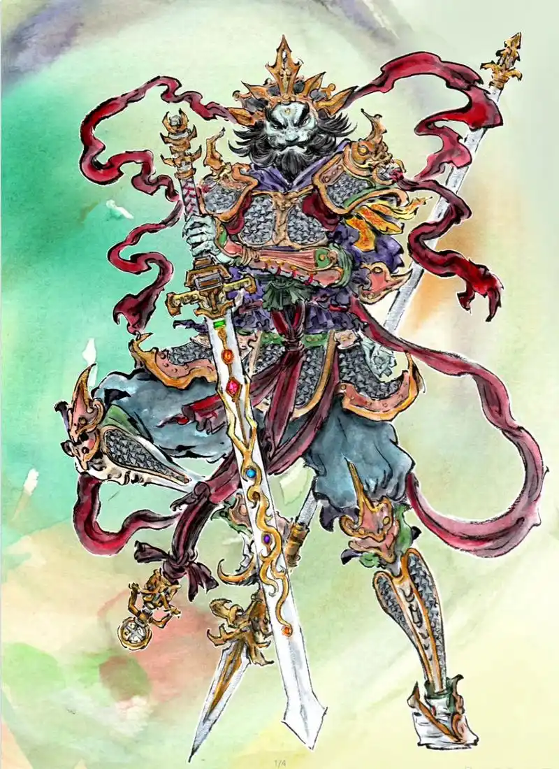 画师沈鑫创作的封神榜魔家四将,四人首次亮相于《封神演义31回—闻