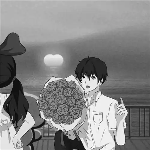 黑白动漫情头一左一右图片