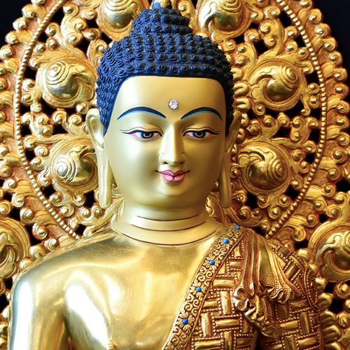 释迦摩尼佛像尼泊尔纯铜鎏金藏传佛教密宗摆件13寸摆件