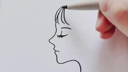 简单的女孩侧脸画法
