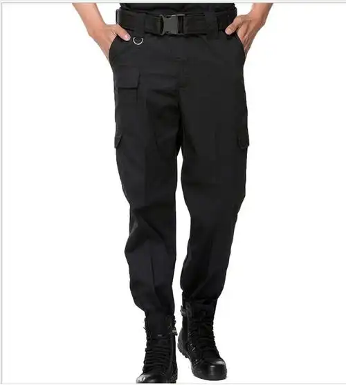 斜纹棉黑色防静电保安执勤特训裤子特战长裤511特勤保安作训裤子
