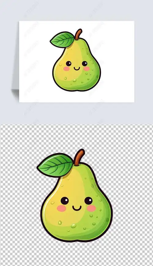 梨子水果卡通手绘创意插画海报素材
