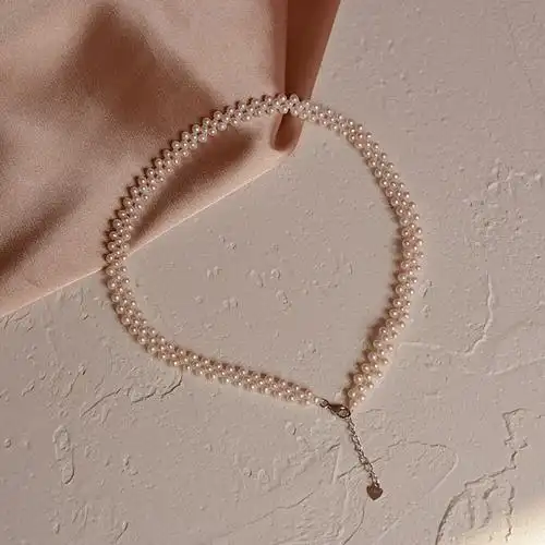 女神bi备 手工鱼线编织绝美强光天然珍珠项链 优雅简约锁骨链女礼