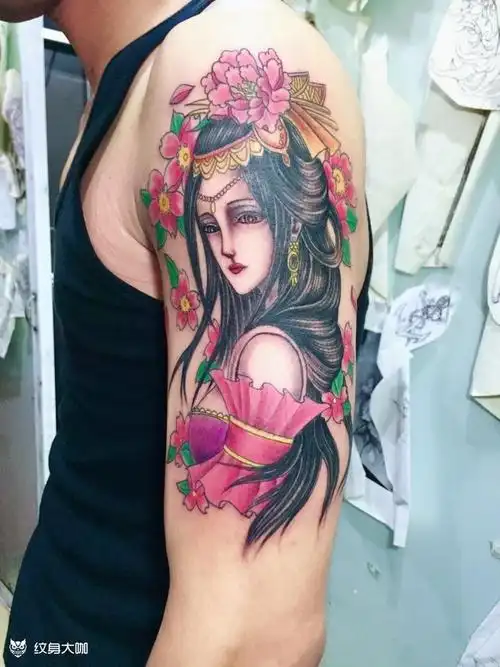 大臂艺妓_纹身图案手稿图片_鸿伟纹身会所的纹身作品集