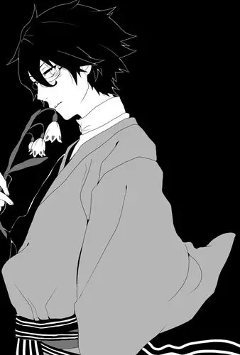 差不多的黑白动漫图片 侧身