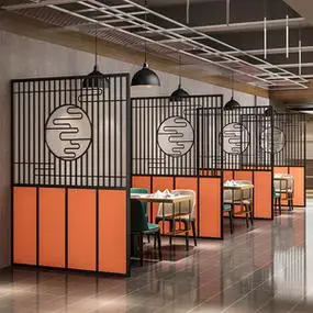 现代简约屏风装饰卡座围栏铁艺饭店餐厅火锅店小包间镂空隔断定制