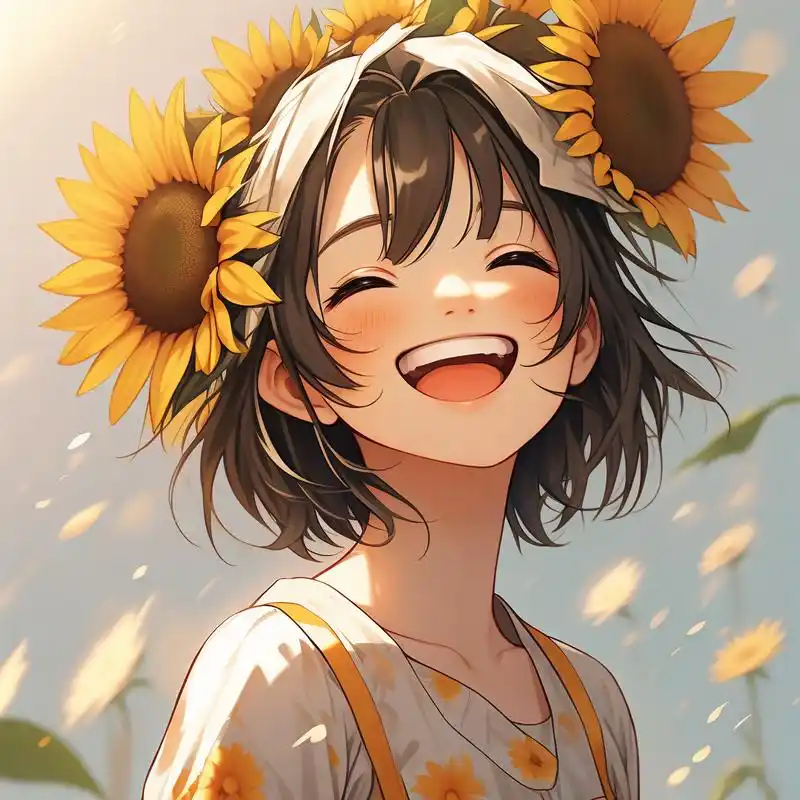 97唯美阳光下的向日葵女孩97 在温暖的阳光下,一个笑容灿烂的女孩