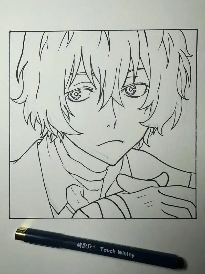 太宰治上色绘画过程图,适合初学者.#绘画 #日常瞎画 #跟着 - 抖音