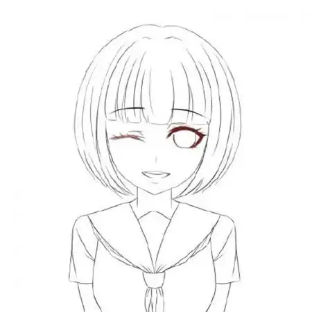 动漫美少女短发简笔画 简笔画图片大全-蒲城教育文学网