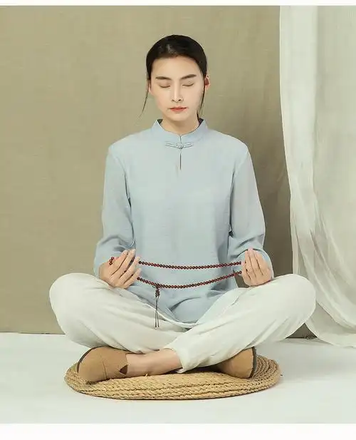 康愫雅瑜伽禅修服女中国风秋冬禅意新款棉麻仙气居士禅服两件套装