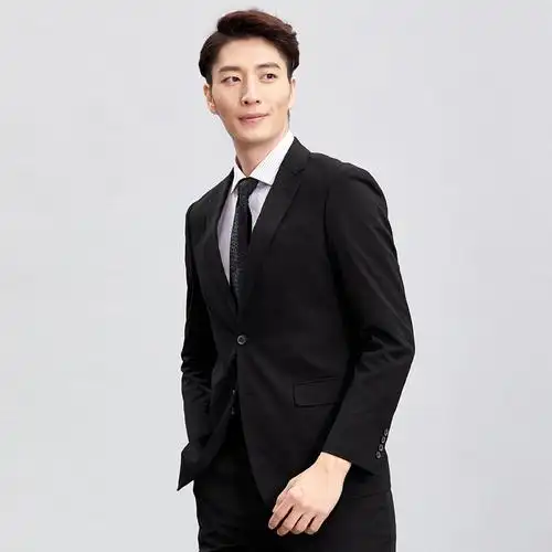 才子男装品牌西装男套装春季新款黑色西服商务休闲正装新郎礼服报价_