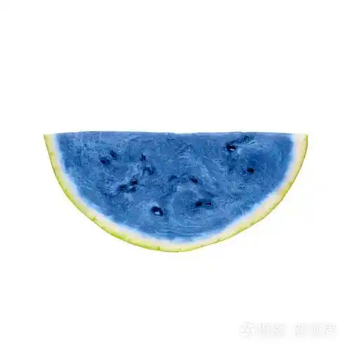 在白色背景上隔离的蓝色调的西瓜片