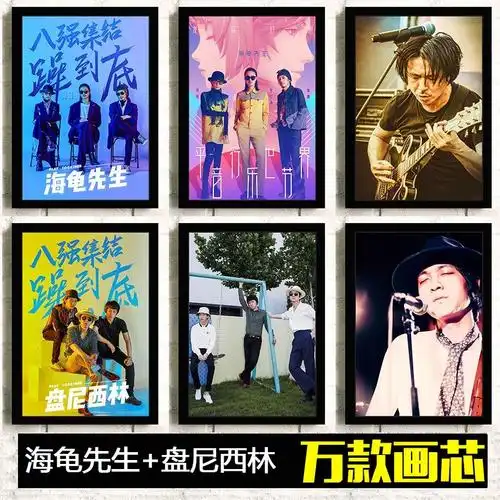 海龟先生/盘尼西林海报 乐队的夏天李红旗小乐摇滚乐队装饰挂相框