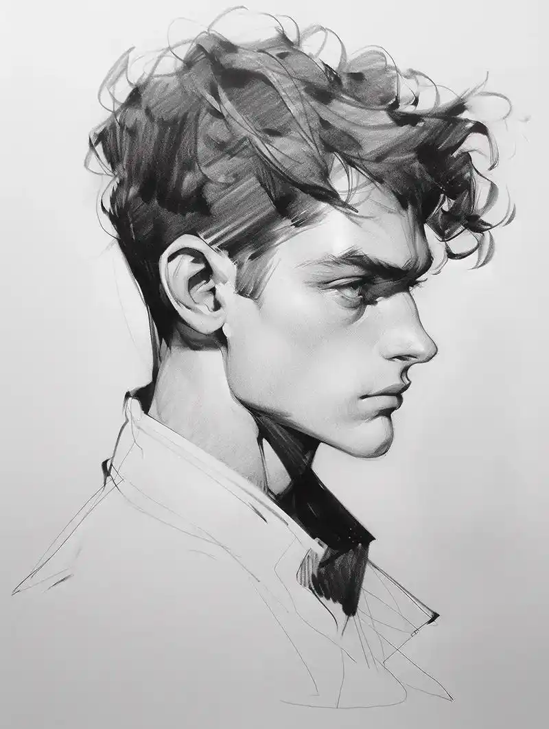 素描男青年头像素材侧面.#画画 #这画是用了亿点点魔法吧 # - 抖音