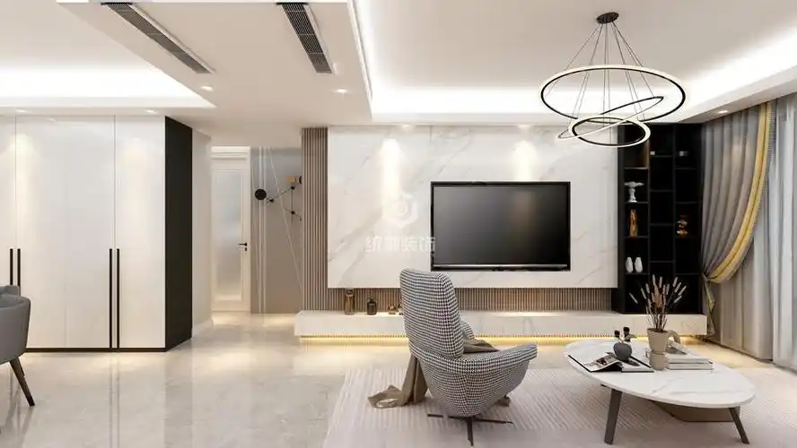 浦东新区涵合园90平方轻奢风格两厅三室一厨二卫客厅装修效果图