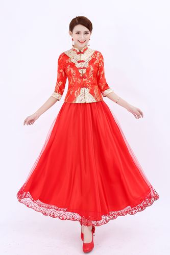 特价红色婚纱礼服 2017新款_2017新款立领小凤仙套裙敬酒服结婚礼服