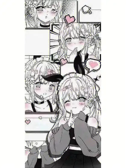 全屏粉黑白少女壁纸