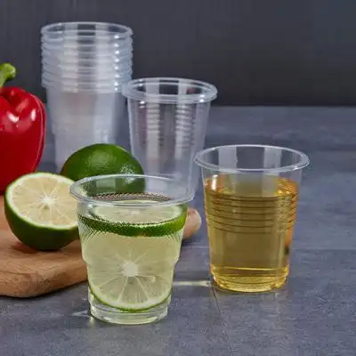 楠乔一次性杯子透明杯塑料杯加厚小号航空杯家用饮茶定制水杯整箱