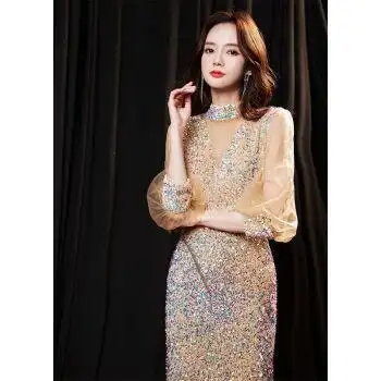 01图片色>韩版女士晚礼服女神范秋季潮派韩版气质 xl>流行女装漂亮