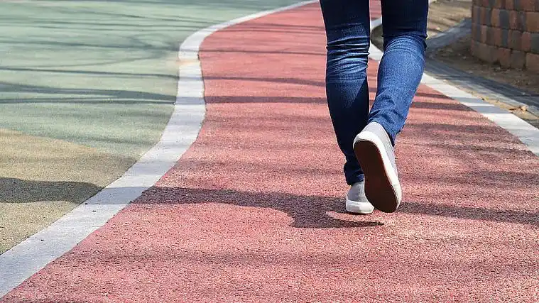 一个在公园里散步的女人的背影.