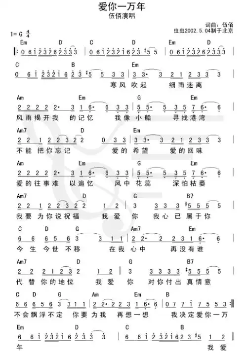 韩宝仪爱你一万年简谱在那找有知道的吗