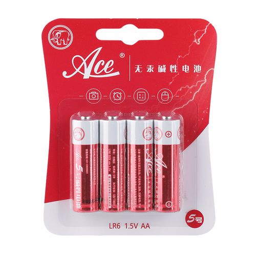 白象牌ace无汞碱性电池4粒挂卡 5号