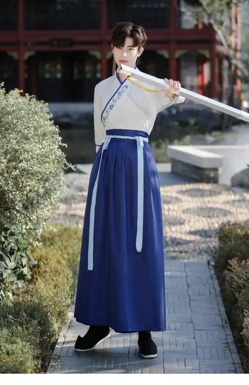 夏庄汉服男中国风古风武侠剑客帅气男士大码公子学生班服套装古装衣服