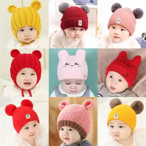 一体洋气小孩子萌萌宝宝七八个月满月帽子秋季秋冬加绒女满月花边