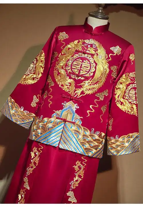 秀禾服男2020新款中式婚礼新郎服敬酒服男款礼服男士结婚唐装薄款