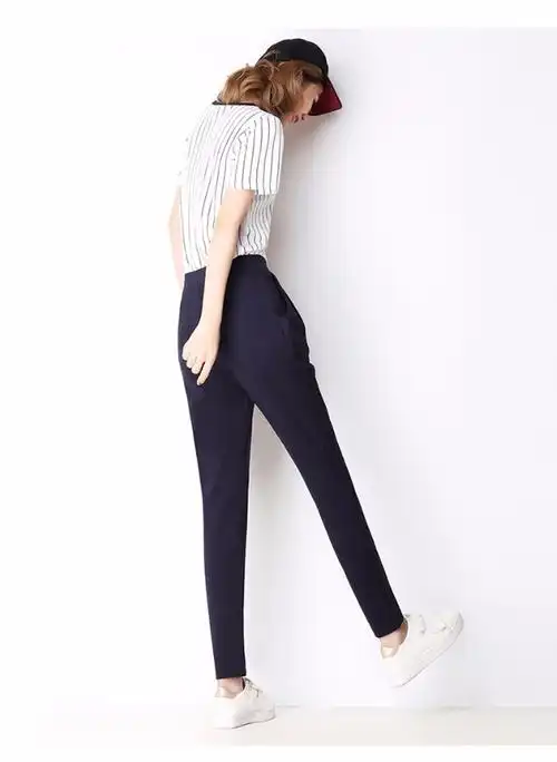 黑色裤子女秋季新款2016宽松大码显瘦时尚小脚哈伦裤潮休闲九分裤